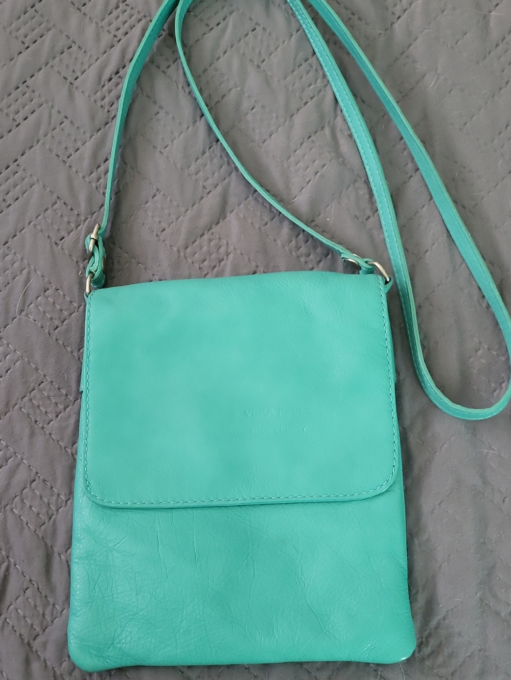 Vera Pelle Turquoise Leather Crossbody Bag